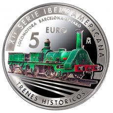 Espanha 5€ Comboio Histórico Prata Proof 2020